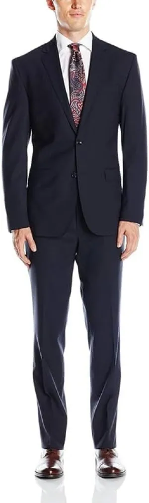 Adam Baker Men's Slim Fit 2-Piece Suit Set, Two Button Single Breasted Jacket and Trousers, Ideal for Business, Wedding, Prom