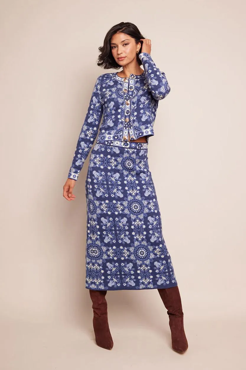 Cara Cara Clara Skirt in Blue Rita Tile