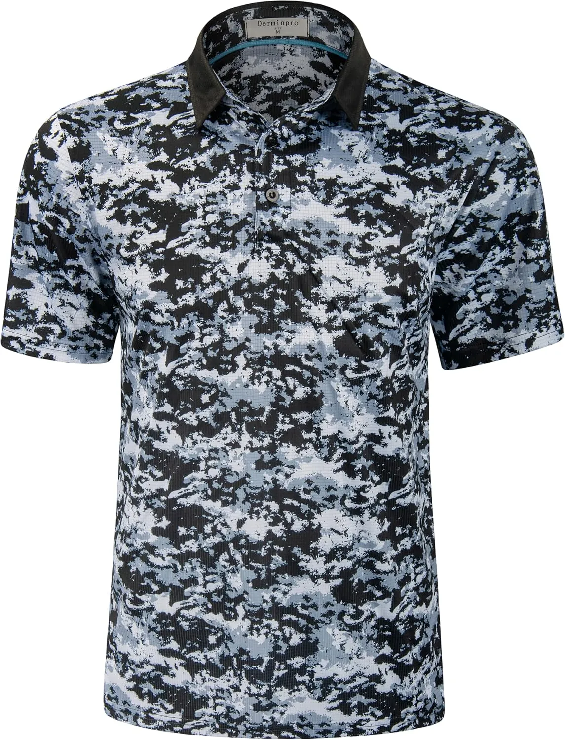 Derminpro Mens Camo Golf Shirts Moisture Wicking Short/Long Sleeve Dry Fit Golf Polos