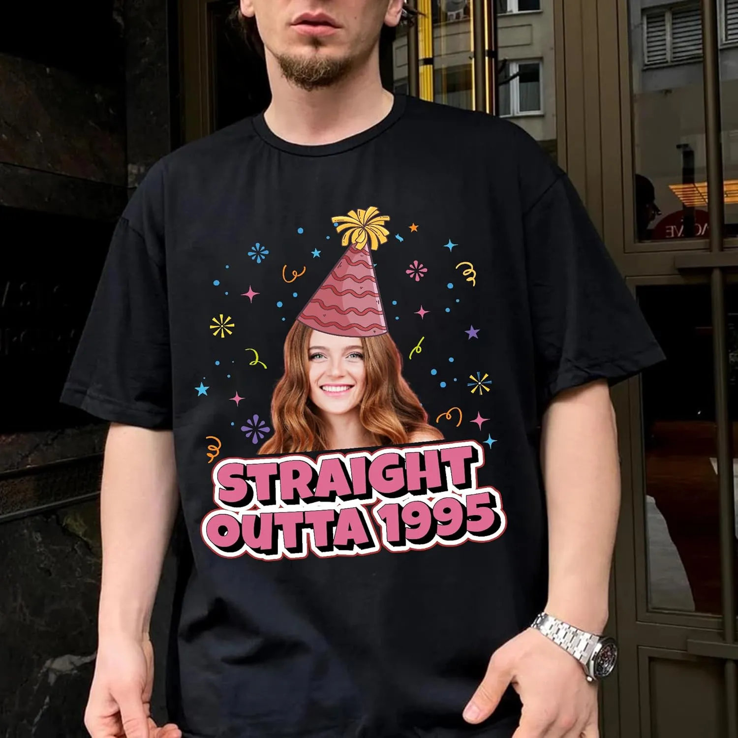 H-DEWALL Custom T Shirts 90s Vintage Design Your Own Photo Bootleg Rap Tee Gifts for Boyfriend Birthday Shirts for Men