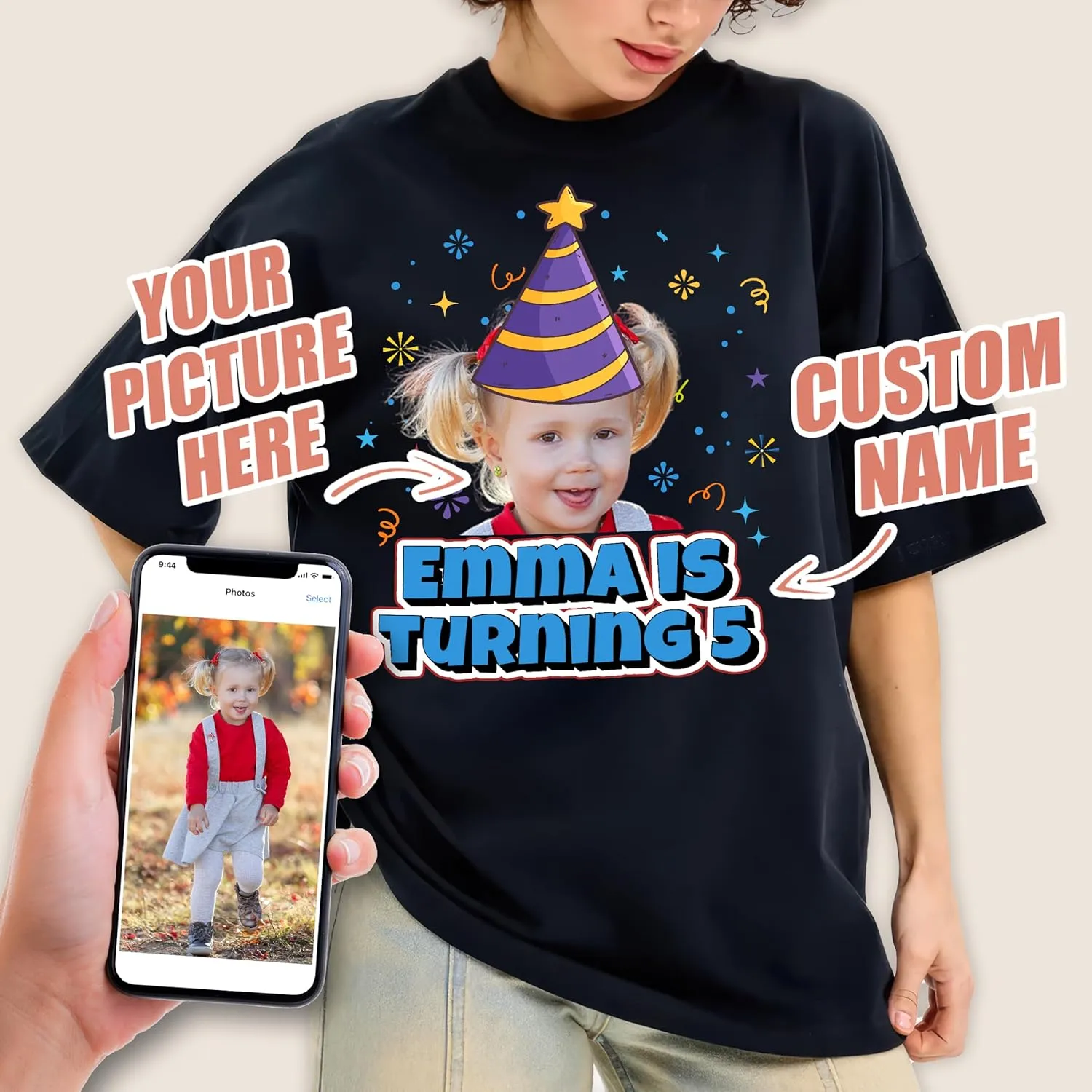 H-DEWALL Custom T Shirts 90s Vintage Design Your Own Photo Bootleg Rap Tee Gifts for Boyfriend Birthday Shirts for Men