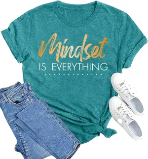 MAIHUN Inspirational Shirt for Women Mindset is Everything Tshirt Positive Kindness Short Sleeve