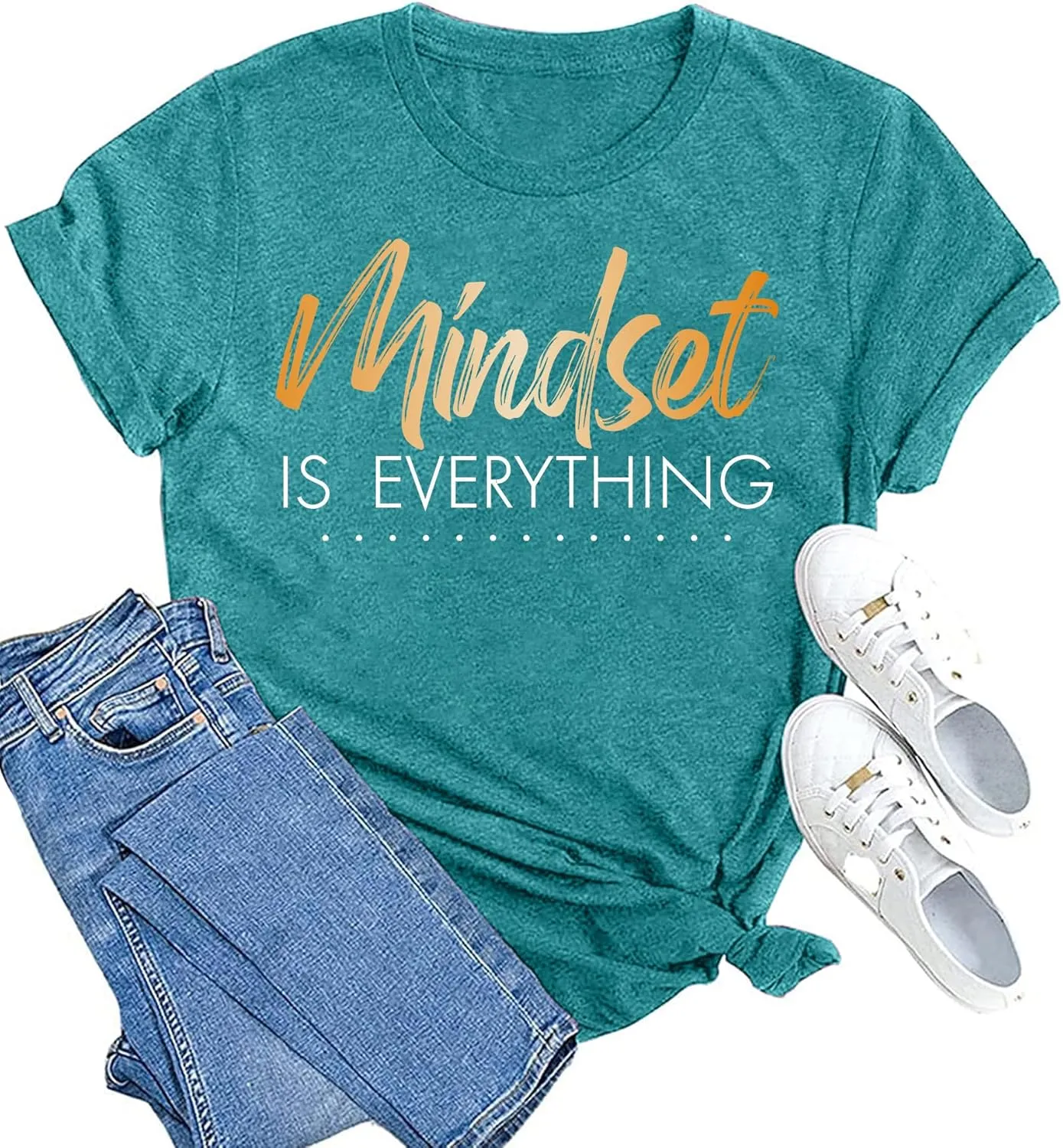 MAIHUN Inspirational Shirt for Women Mindset is Everything Tshirt Positive Kindness Short Sleeve