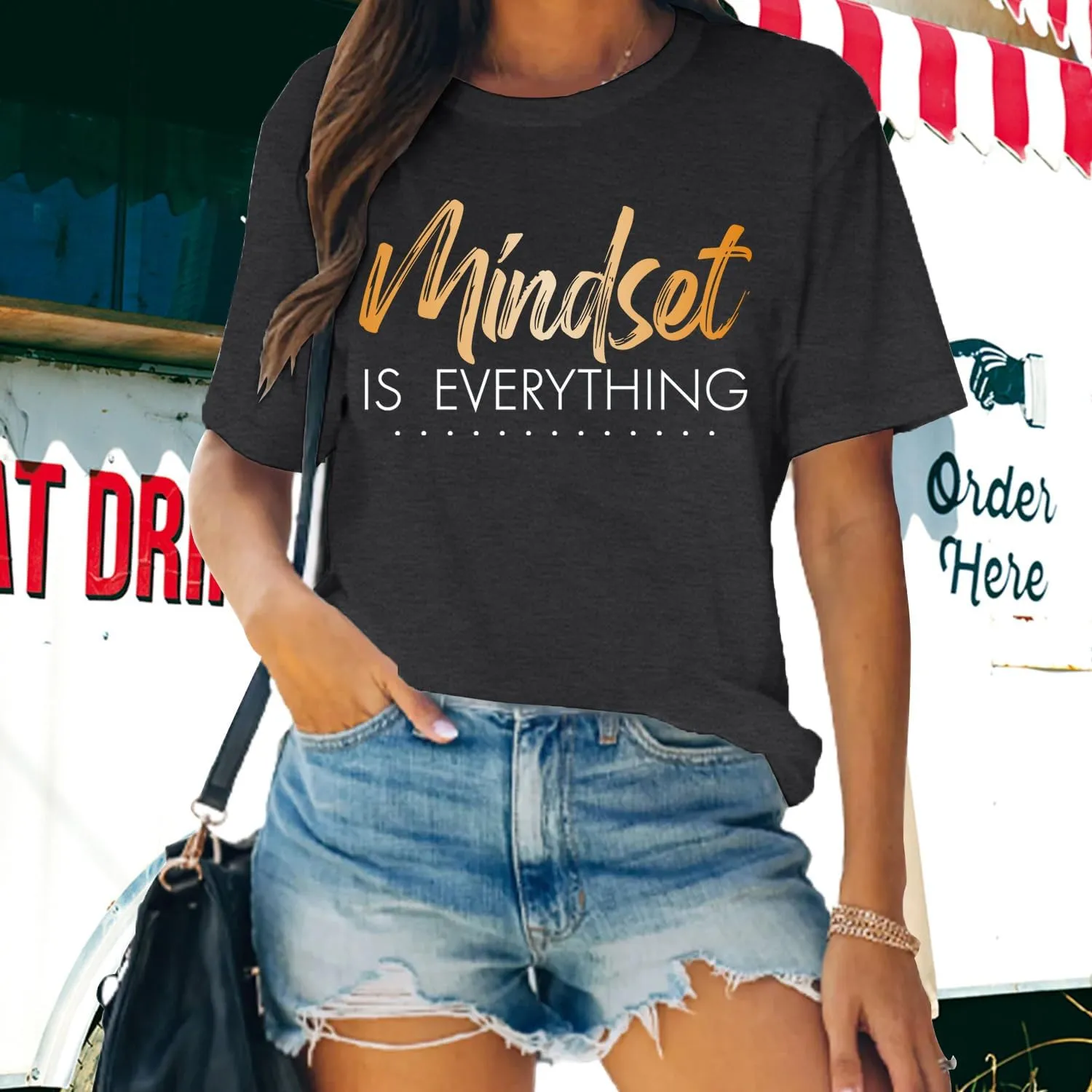 MAIHUN Inspirational Shirt for Women Mindset is Everything Tshirt Positive Kindness Short Sleeve