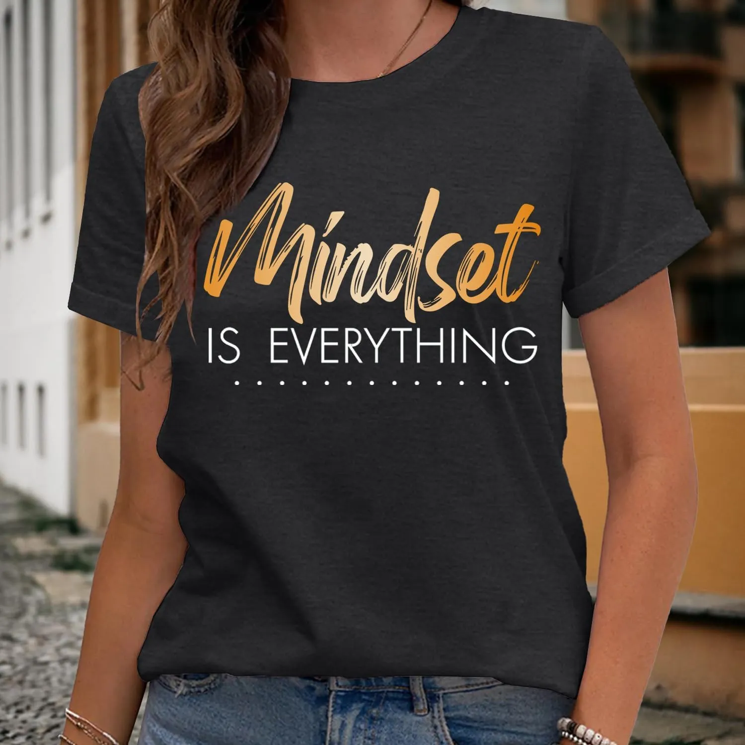 MAIHUN Inspirational Shirt for Women Mindset is Everything Tshirt Positive Kindness Short Sleeve
