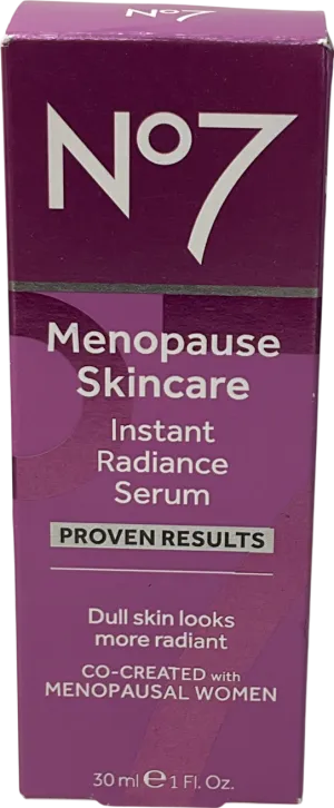No7 Menopause Skincare Instant Radiance Serum 30ml
