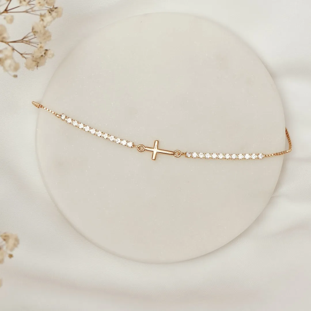 Pray Through It - Cross Tennis Bracelet