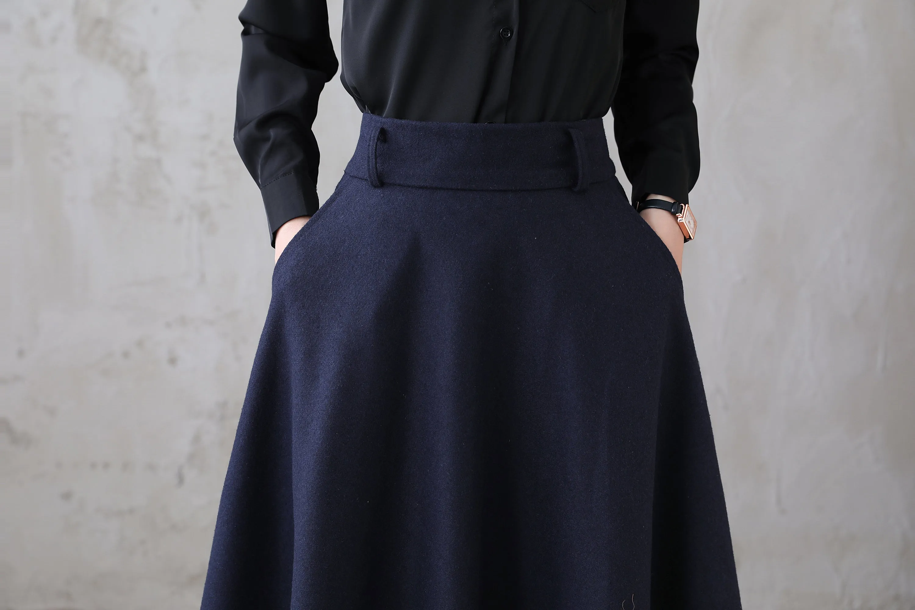 Vintage Inspired 1950s Midi Wool skirt 311801