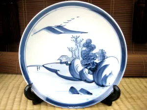 Vintage Japanese Traditional Ceramic Blue & White Chinese 8.25" Dinner Plate