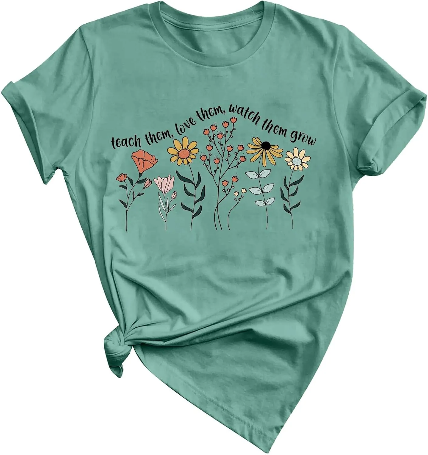 Women Teacher Shirt Teach Them Watch Them Grow Tshirt Teacher Appreciation Shirt Wildflower Graphic Tee Top