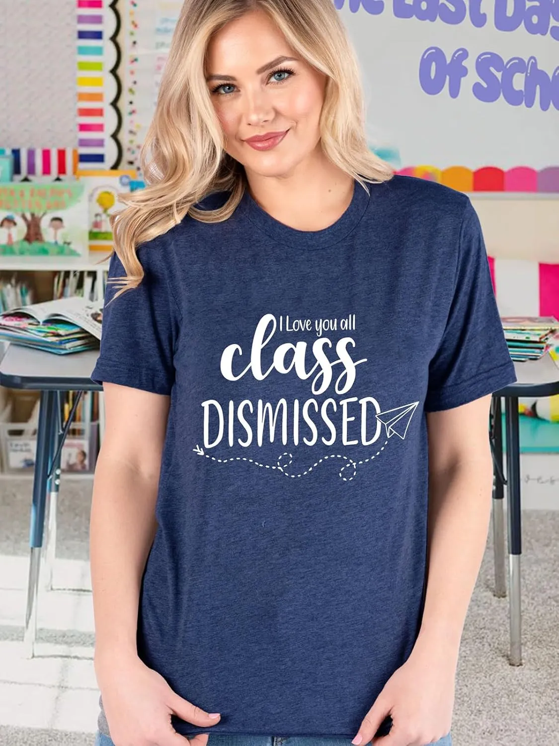 Womens Last Day of School Teacher Shirt School Day Gifts Funny Teacher Summer Break Graphic T-Shirts