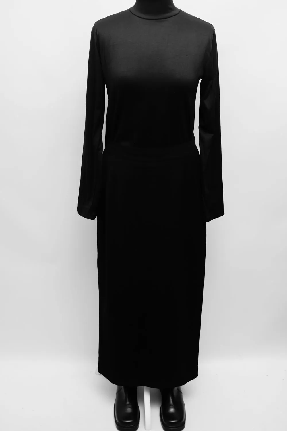 WOOL LONG VINTAGE BLACK SKIRT